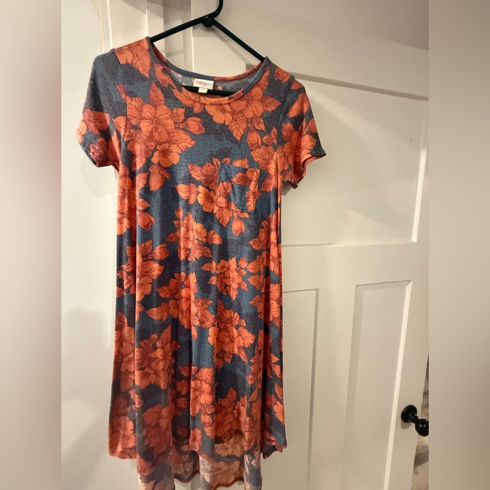 LuLaRoe Blue and Orange Floral Mini Dress